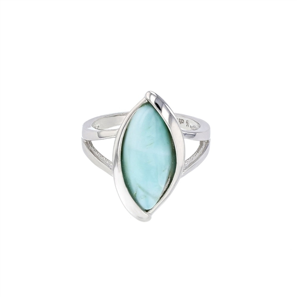 925 Sterling  Silver Larimar CZ Starfish Ring  4.6 gm