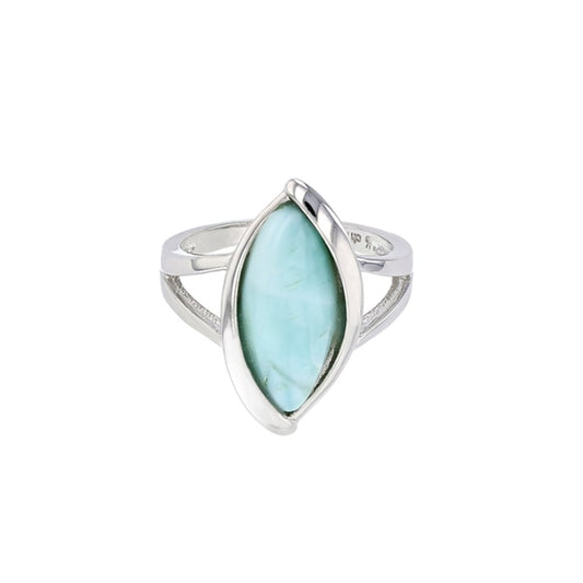 925 Sterling  Silver Marquise Shape Larimar Ring  5.52 gm