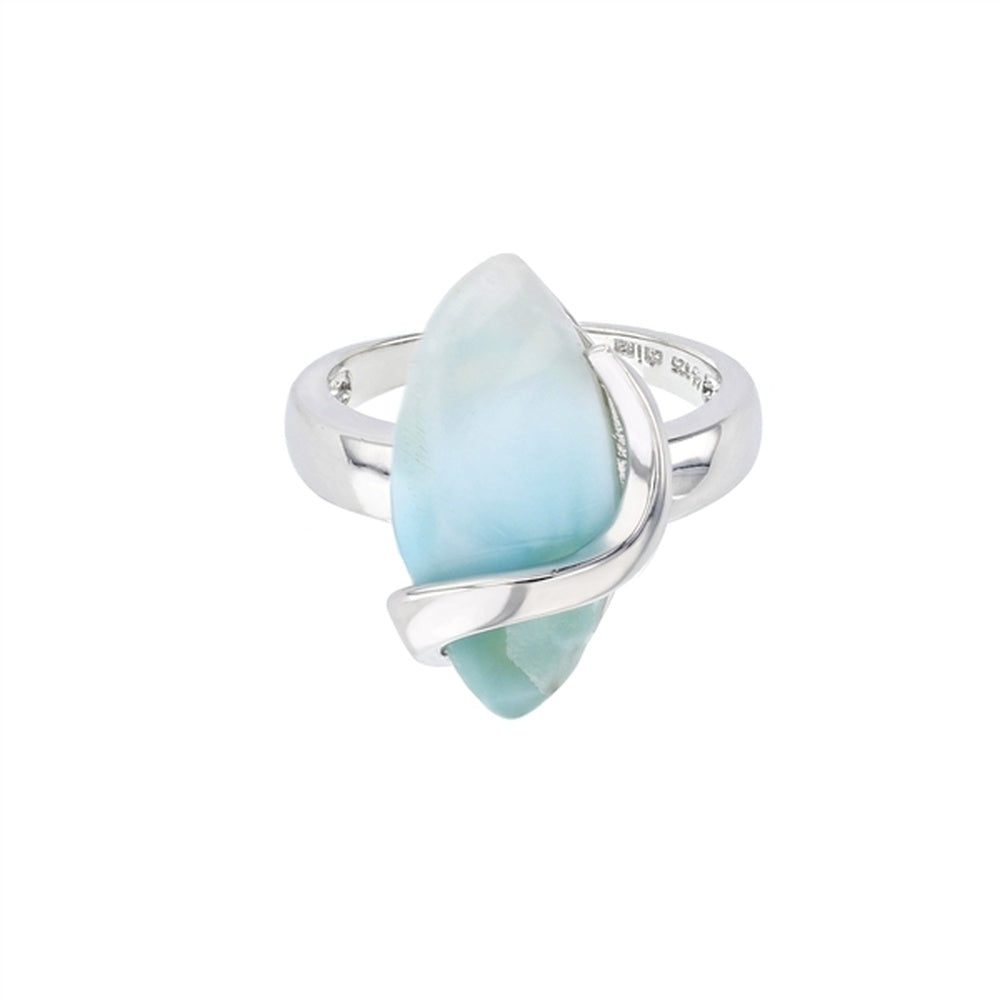925 Sterling  Silver Marquise Shape Larimar Ring  5.52 gm
