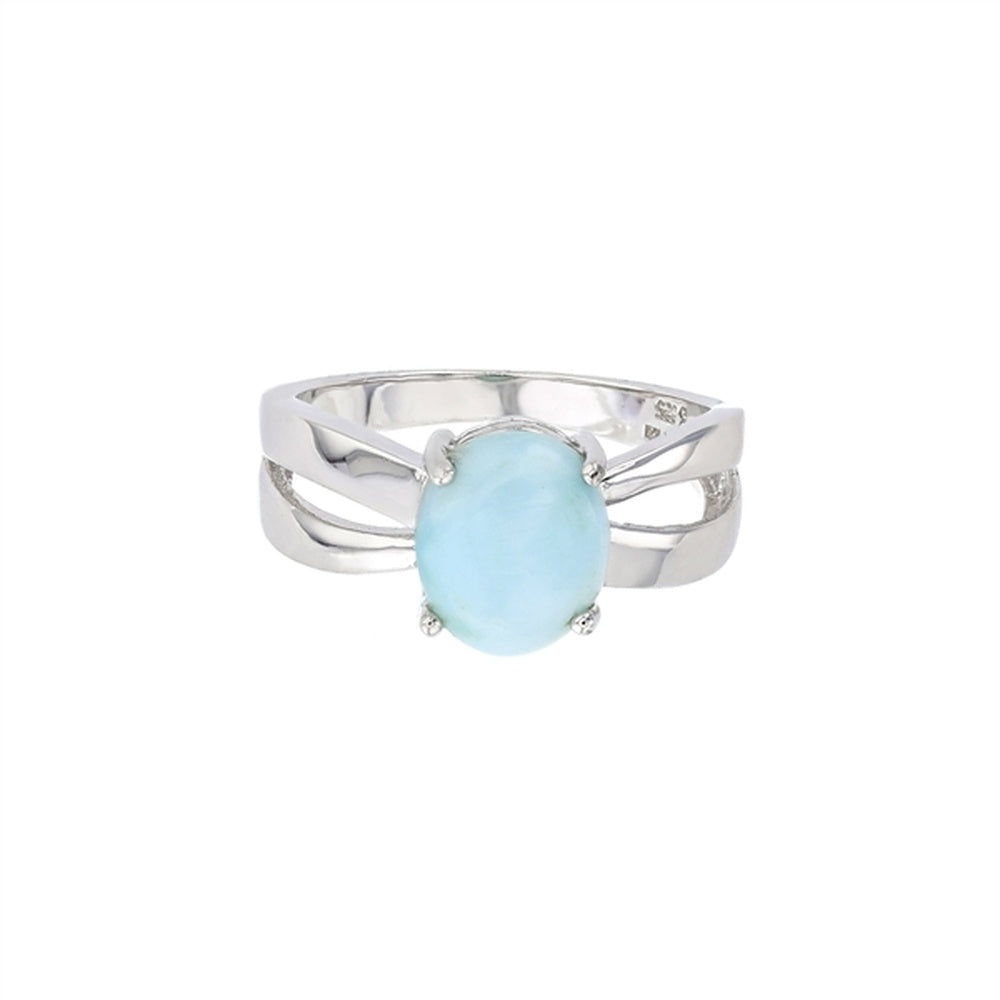 925 Sterling  Silver Triangle Larimar Ring  5.13 gm