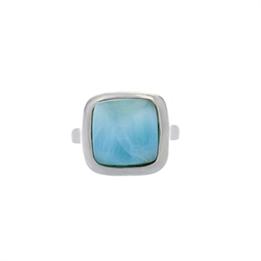 925 Sterling  Silver Oval Larimar Ring  3.5 gm