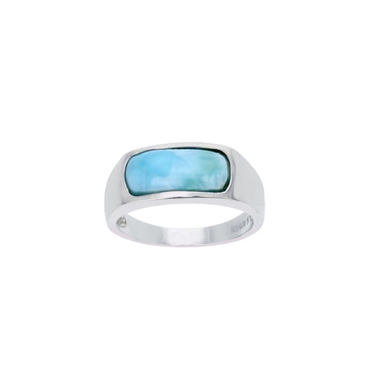 925 Sterling  Silver Larimar Rectangle Shape Ring  3.83 gm