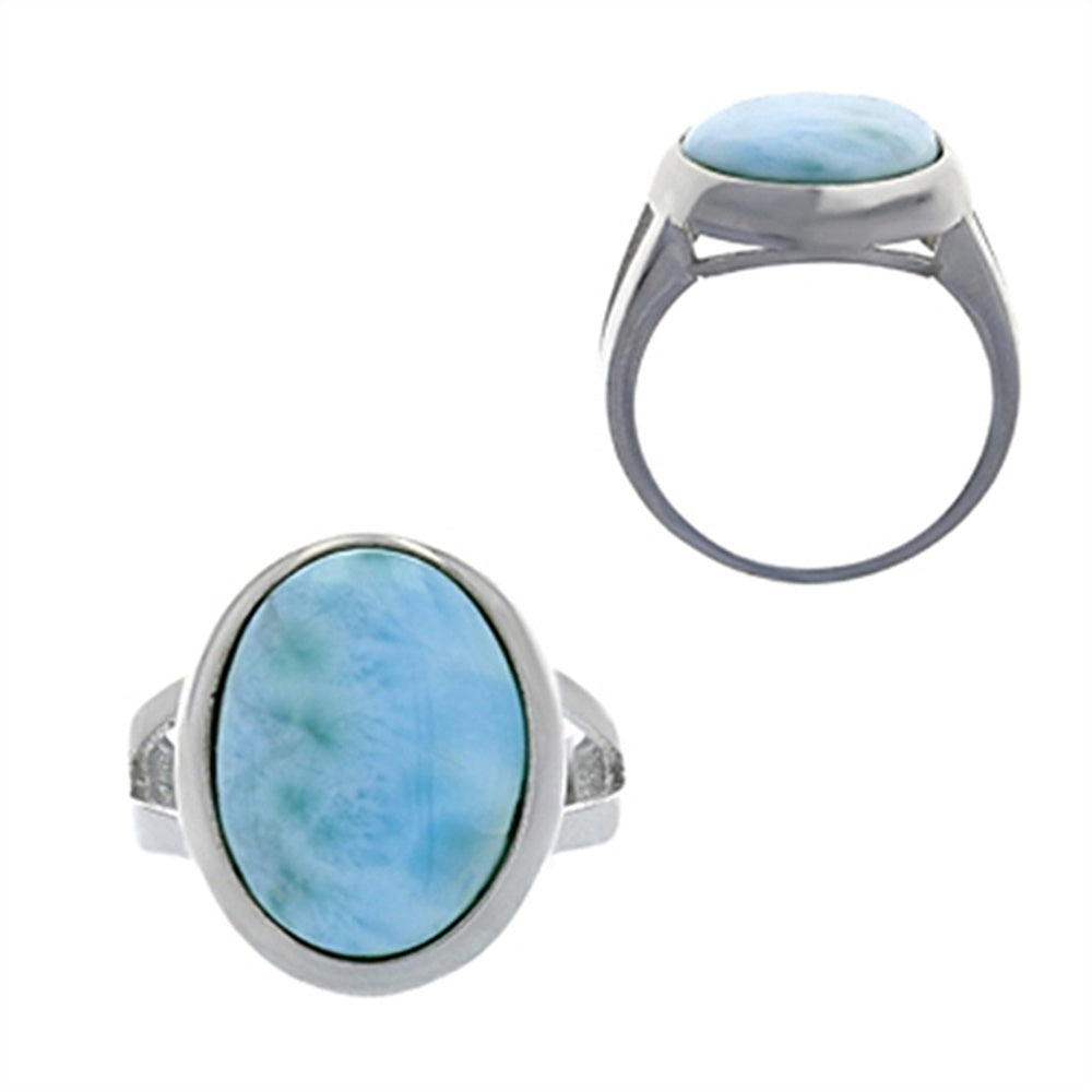 925 Sterling  Silver Larimar Rectangle Shape Ring  3.83 gm