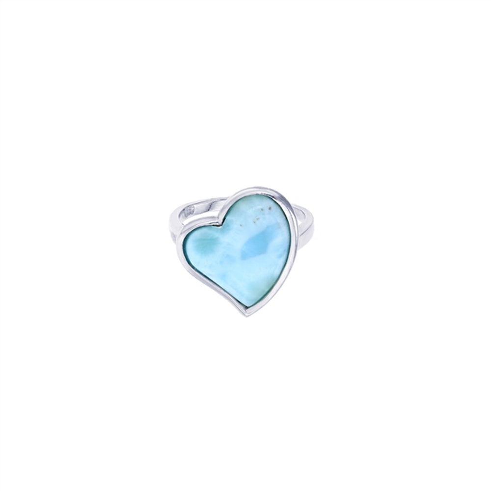 925 Sterling  Silver Larimar Oval Ring  6 gm