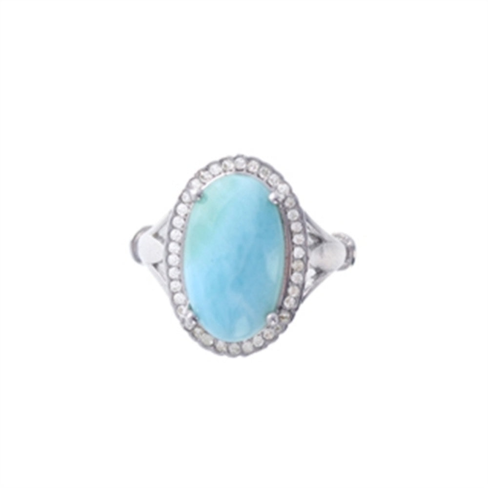 925 Sterling  Silver Larimar Ring Heart  3.8 gm