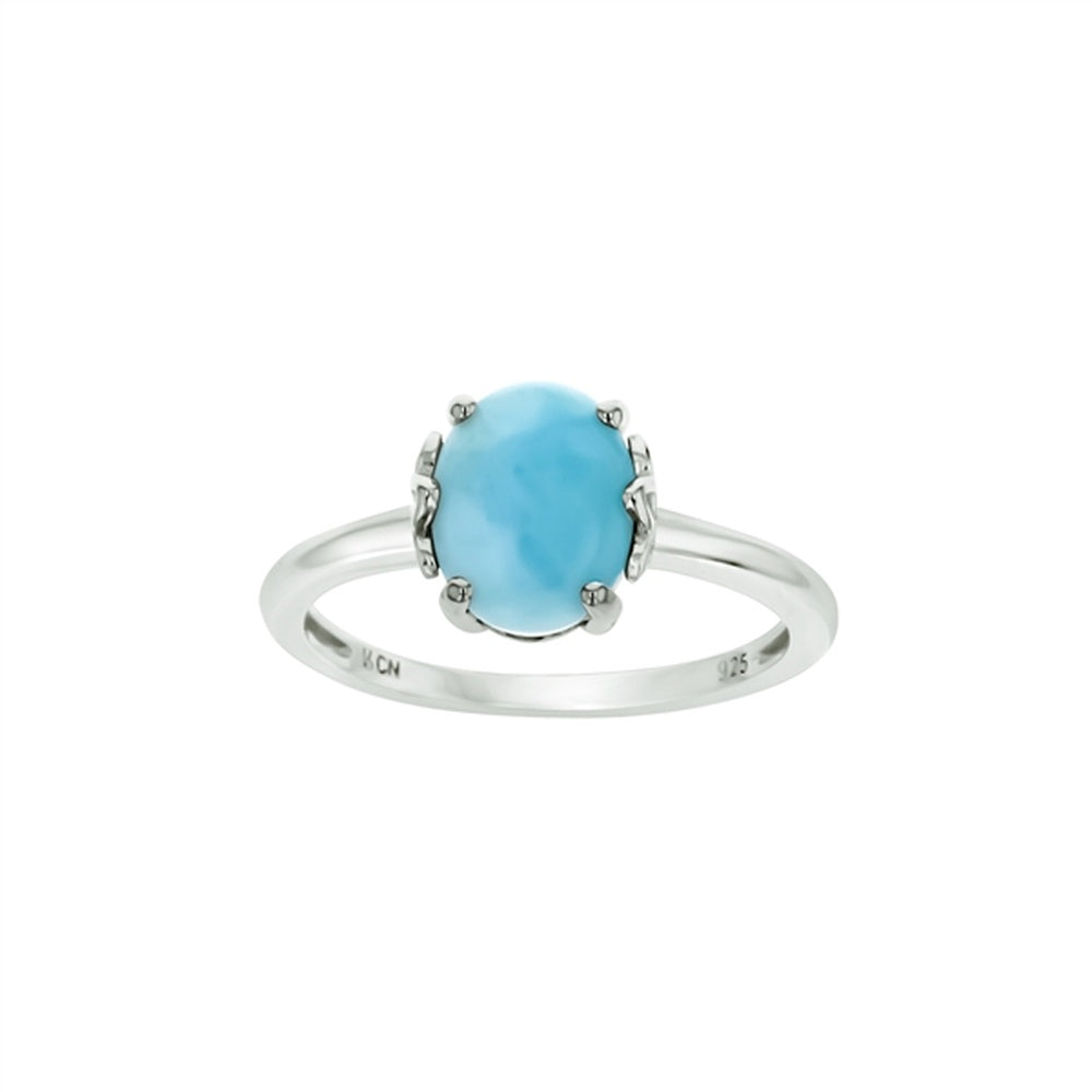 925 Sterling  Silver Larimar Pear, Oval, Round Geometry Frame Ring  5 gm