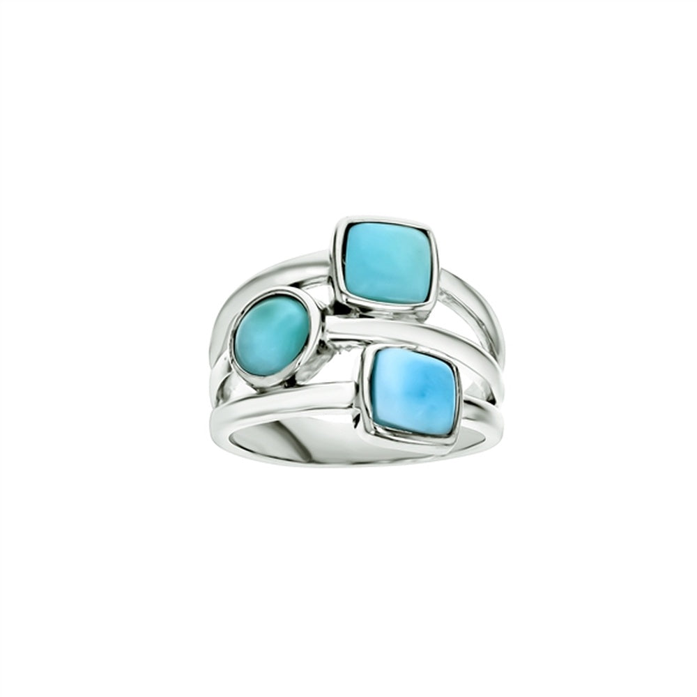 925 Sterling  Silver Larimar 9x7mm Oval Ring  1.9 gm