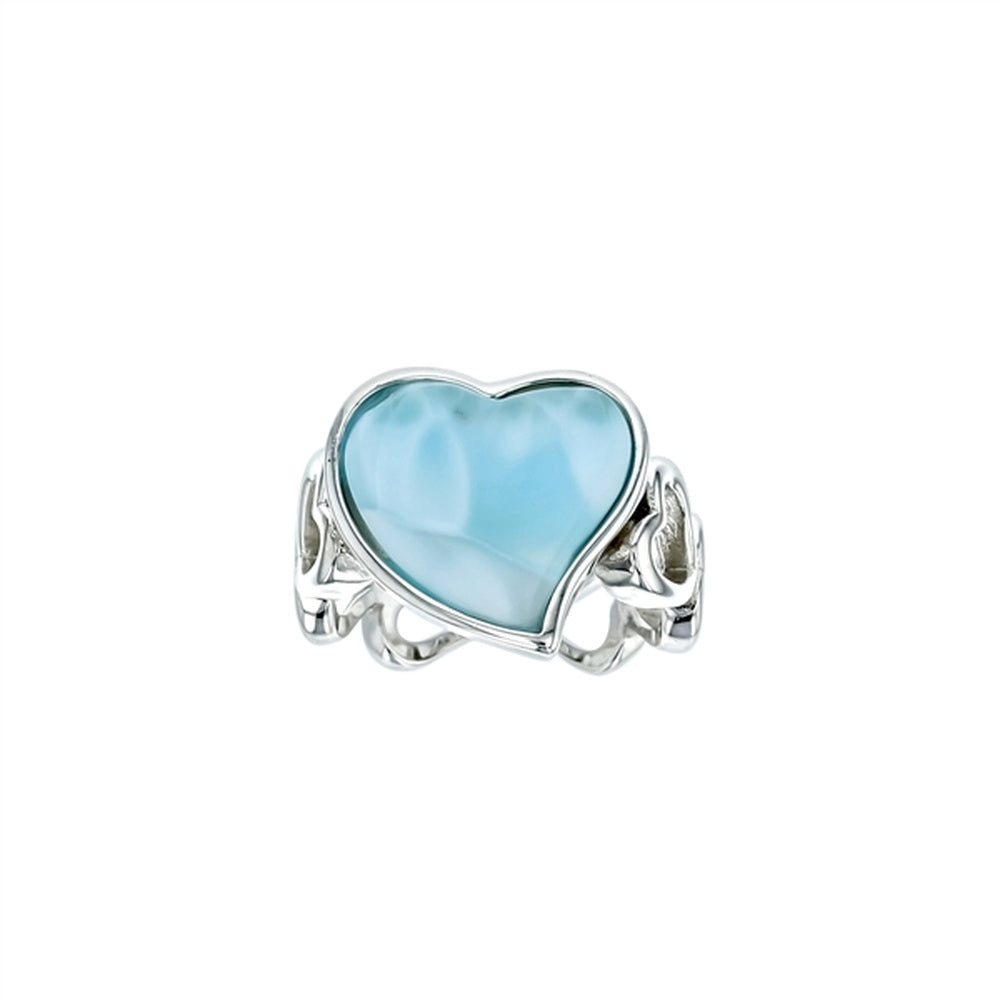 925 Sterling  Silver Larimar Outlined Oval Ring  6 gm