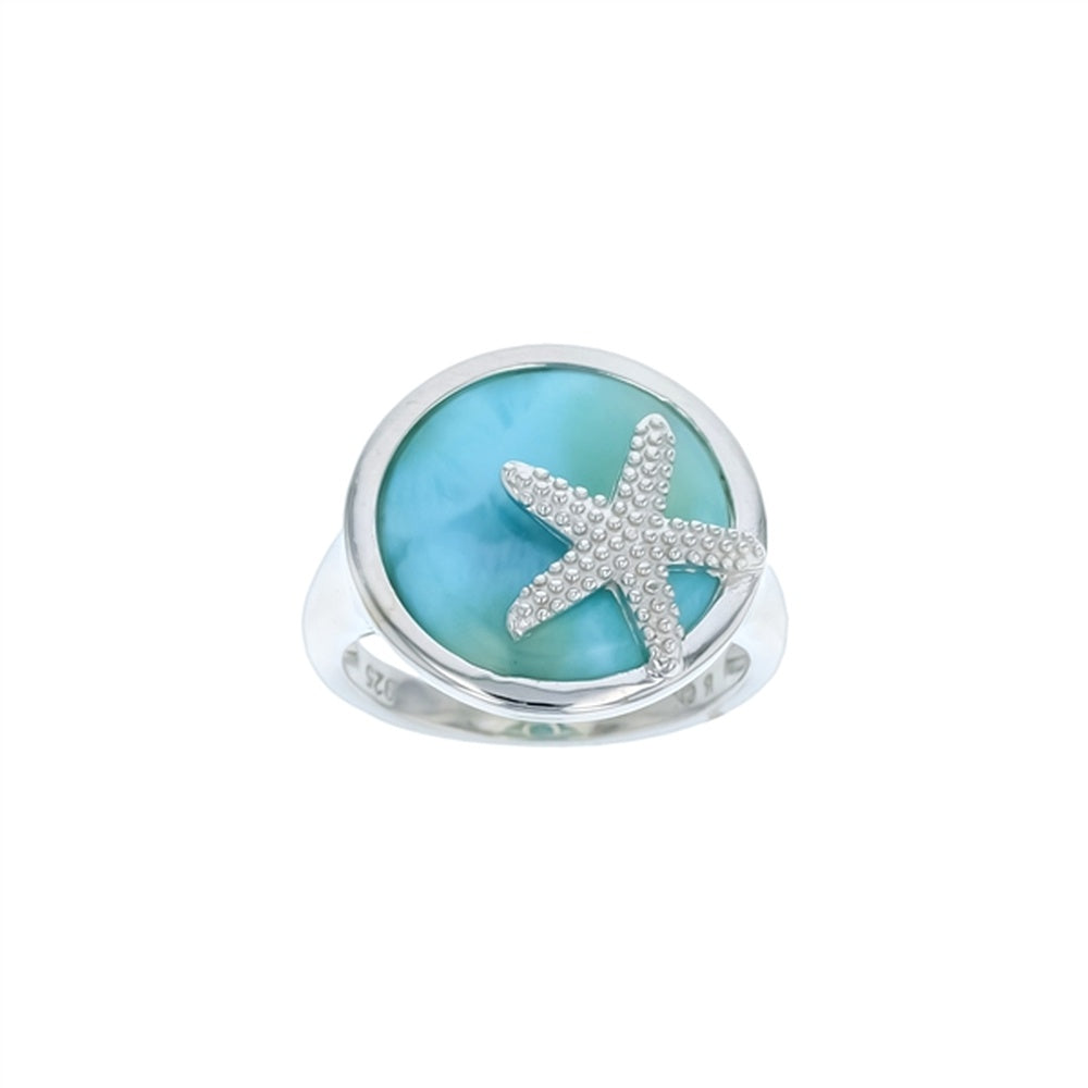925 Sterling  Silver Larimar 5 Stone Ring  4.8 gm