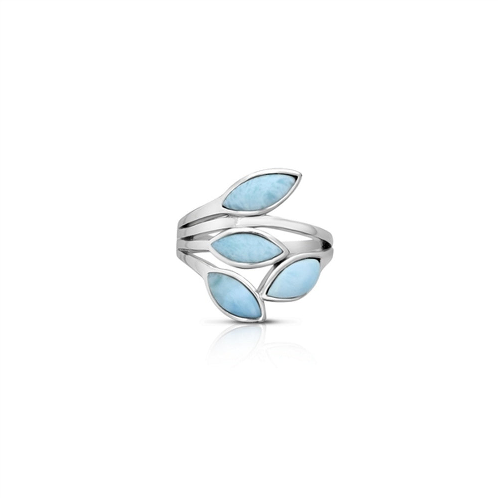 925 Sterling  Silver Larimar Studded Starfish in Circle Ring  4.92 gm