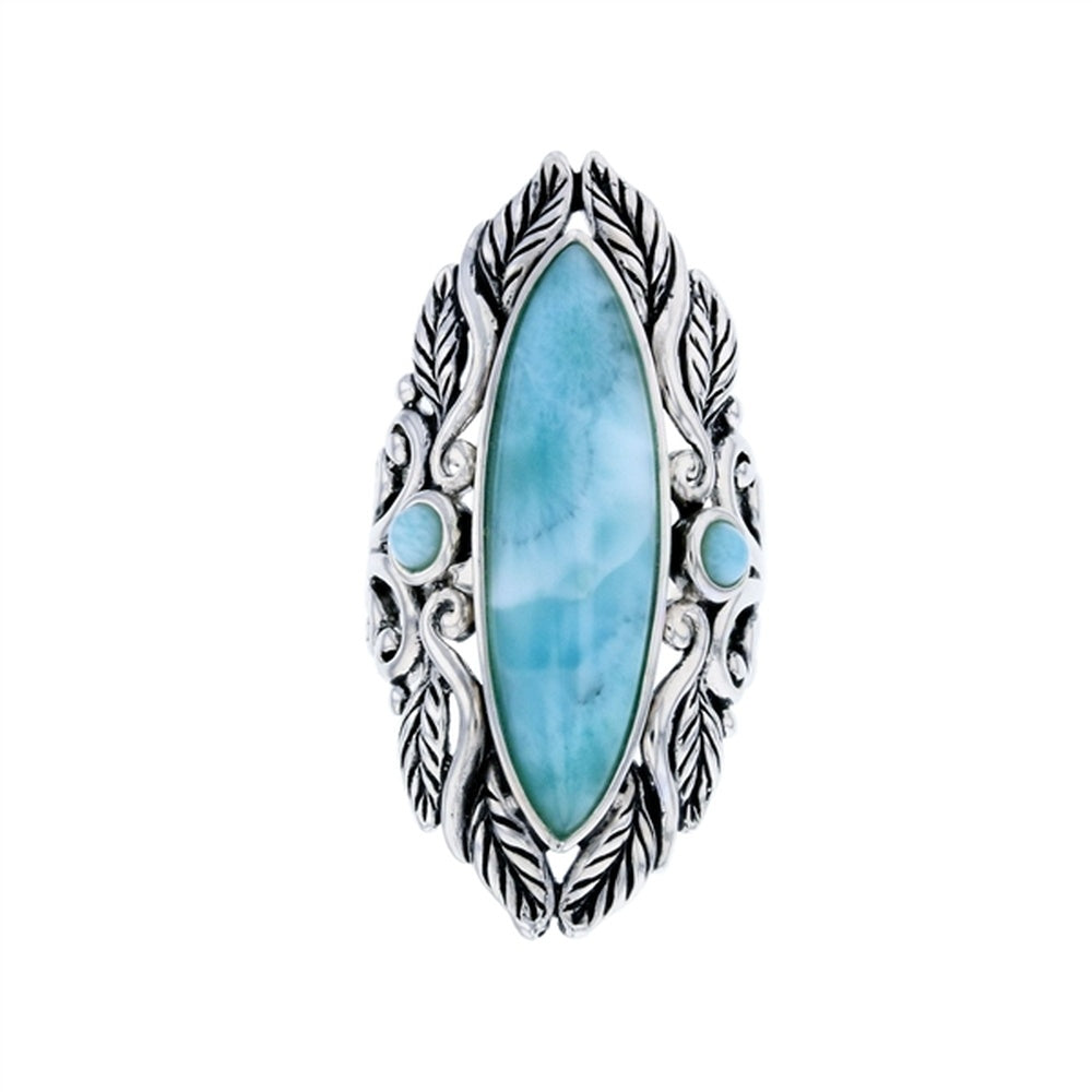 925 Sterling  Silver Larimar Oval Wide Ring  10.1 gm