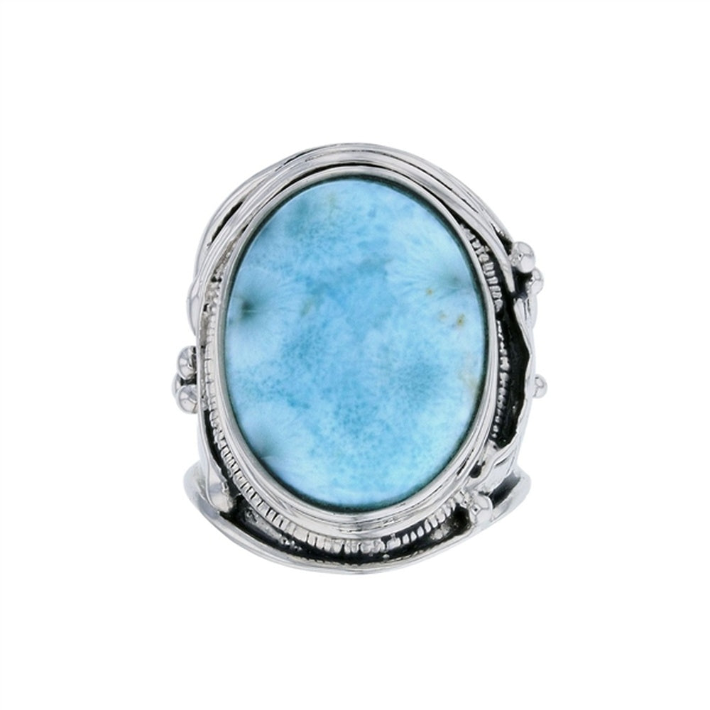 925 Sterling  Silver Larimar 6 Oval on 6 Row Twist Band Ring  5.7 gm