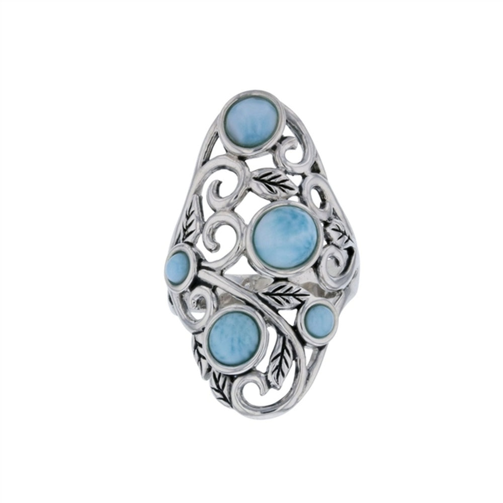 925 Sterling  Silver Larimar Double Starfish Textured Ring  9.5 gm