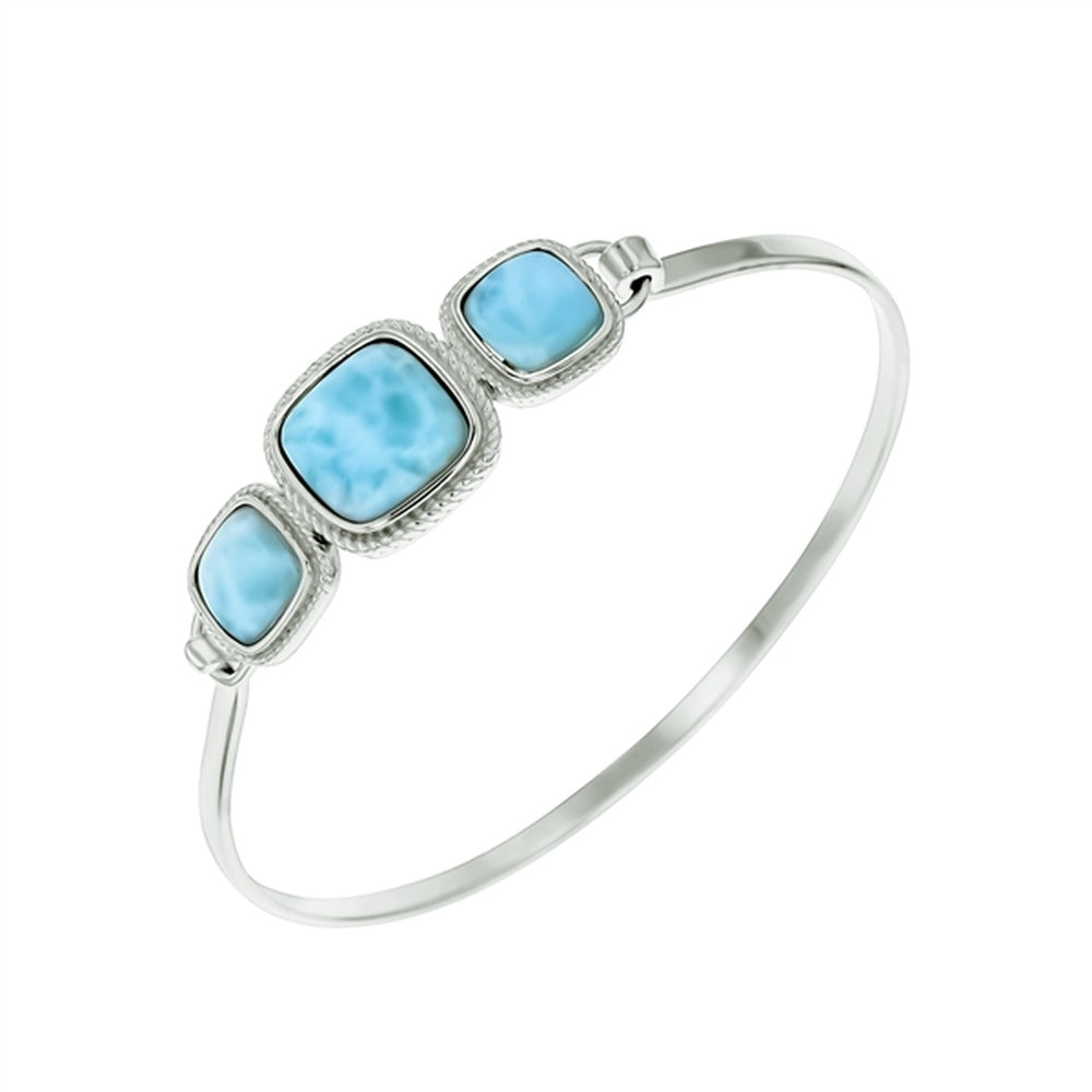 925 Sterling  Silver Larimar Trillion Shape Bangle Hook Closer 14.08 gm