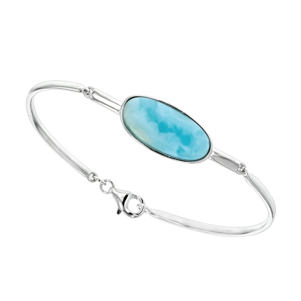 925 Sterling  Silver Larimar 3 Square w Frame Bangle Hook Closer 13.1 gm