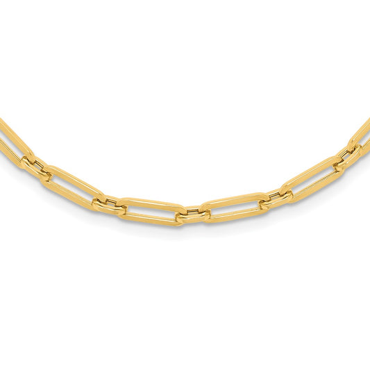 14k Yellow Gold Polished 4.0mm Fancy Paperclip Link 16" Necklace