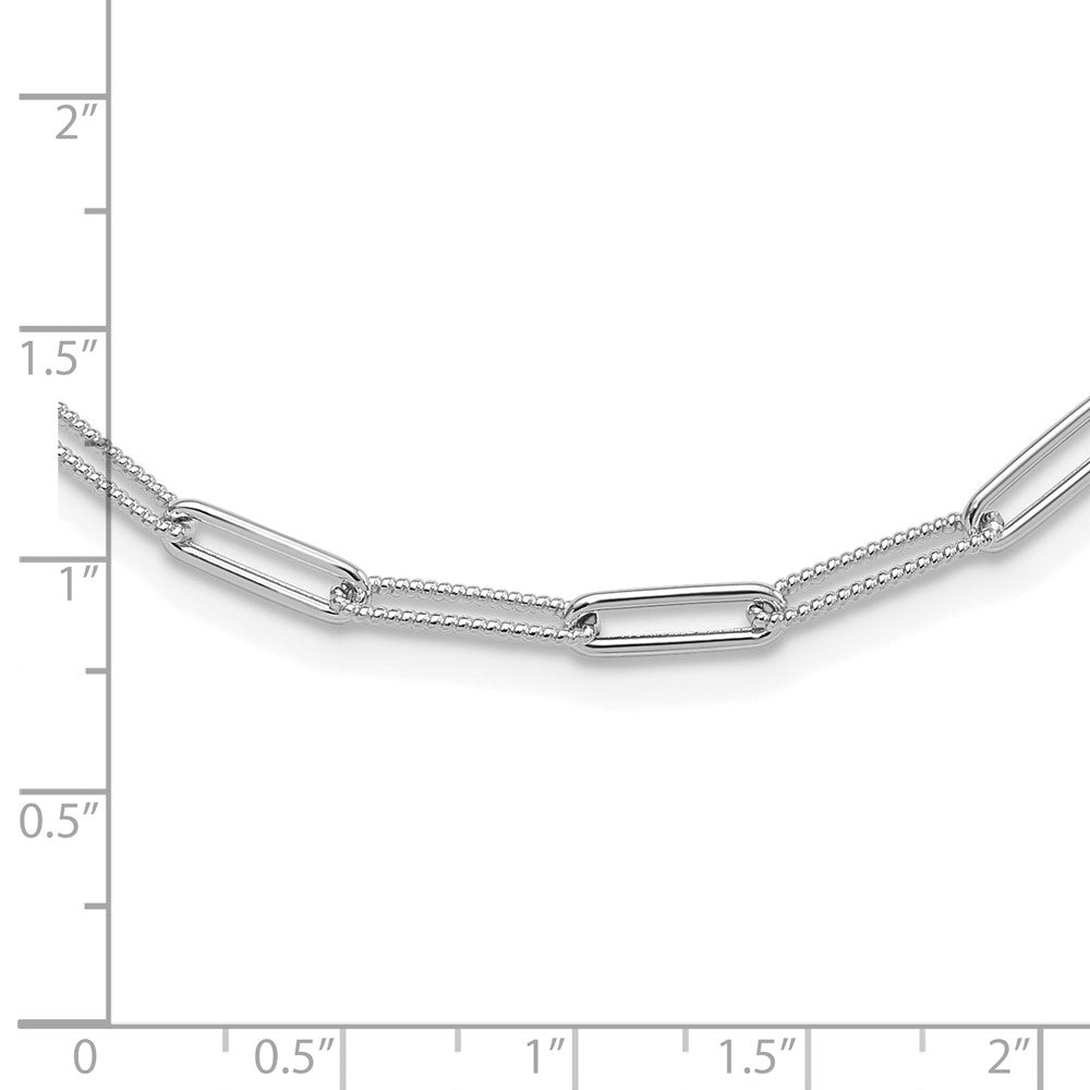 14K White Gold Polished & Textured 3.5mm Paperclip Link 18" Necklace