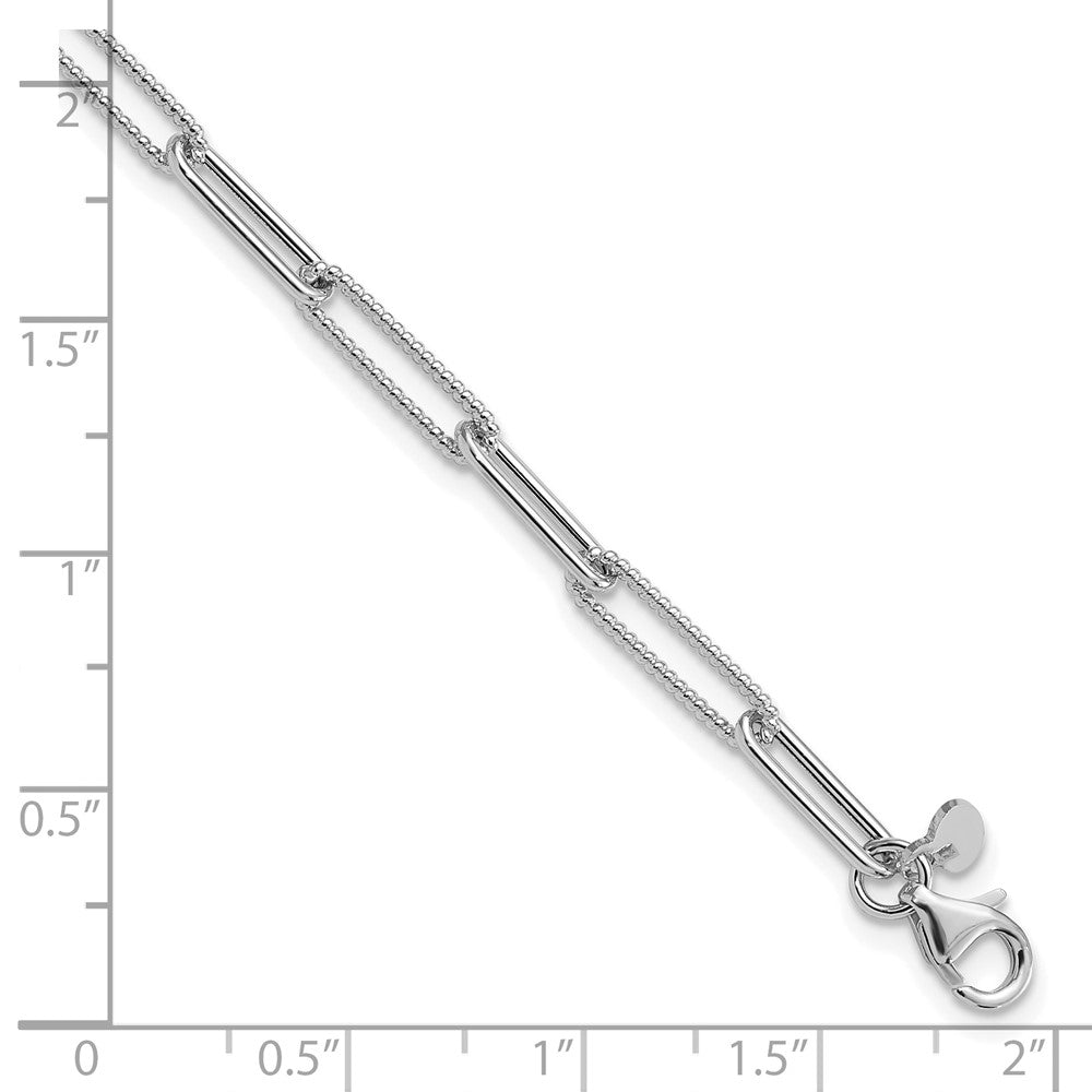 14K White Gold Polished & Textured 3.5mm Paperclip Link 7.5" Bracelet