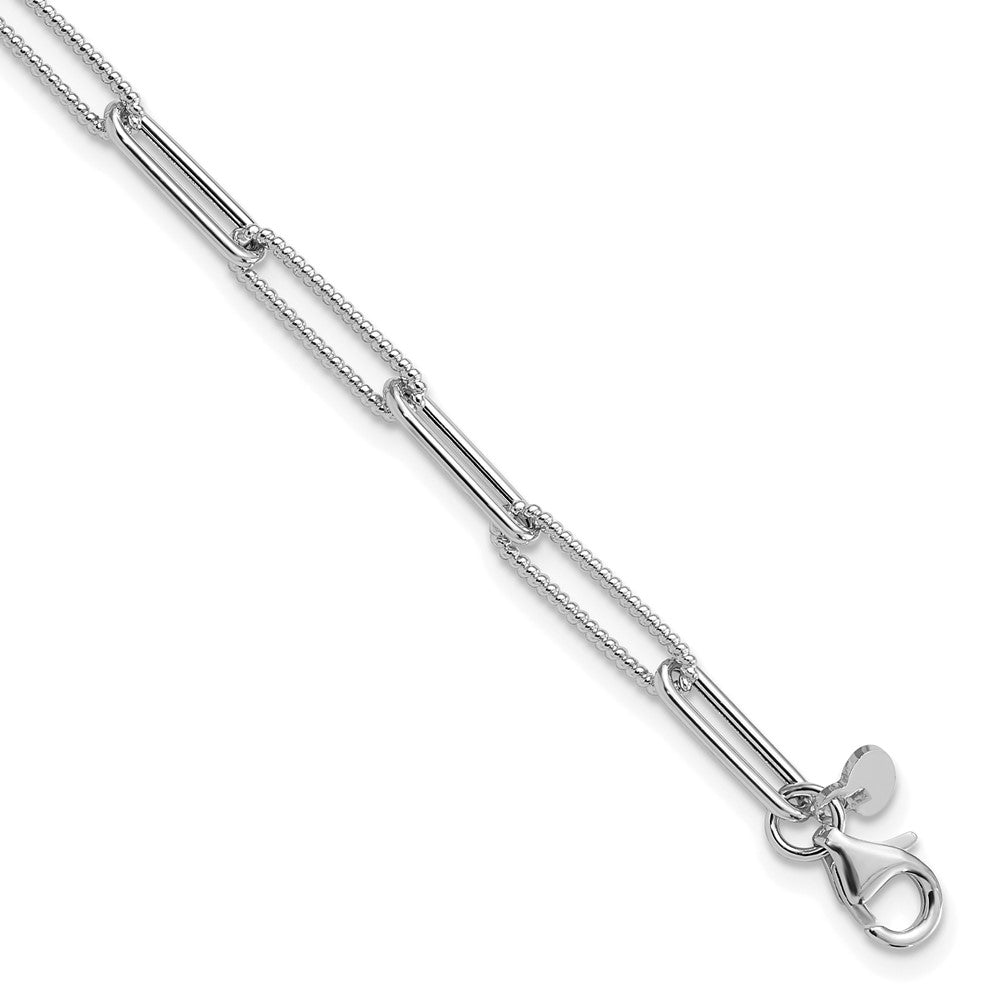 14K White Gold Polished & Textured 3.5mm Paperclip Link 7.5" Bracelet