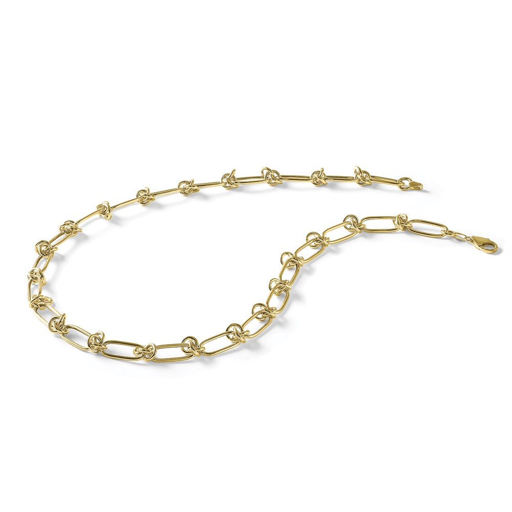14k Yellow Gold Polished 7mm Love Knot Fancy Paperclip Link 18" Necklace