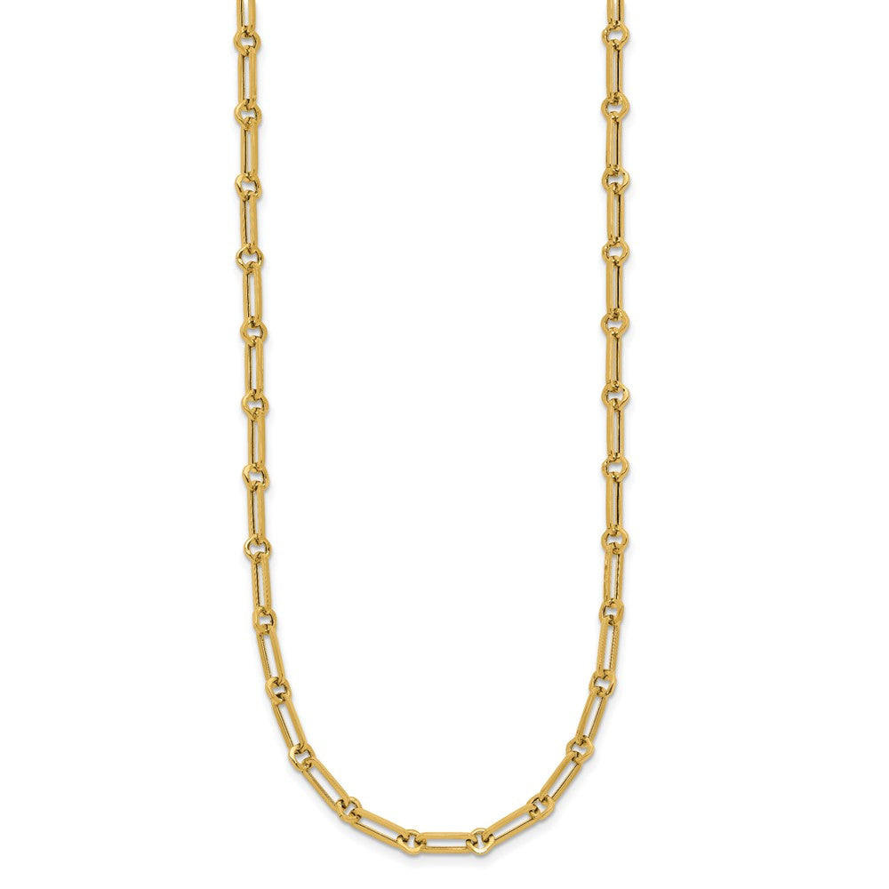 14k Yellow Gold Polished 3.3mm Fancy Paperclip Link 18" Necklace