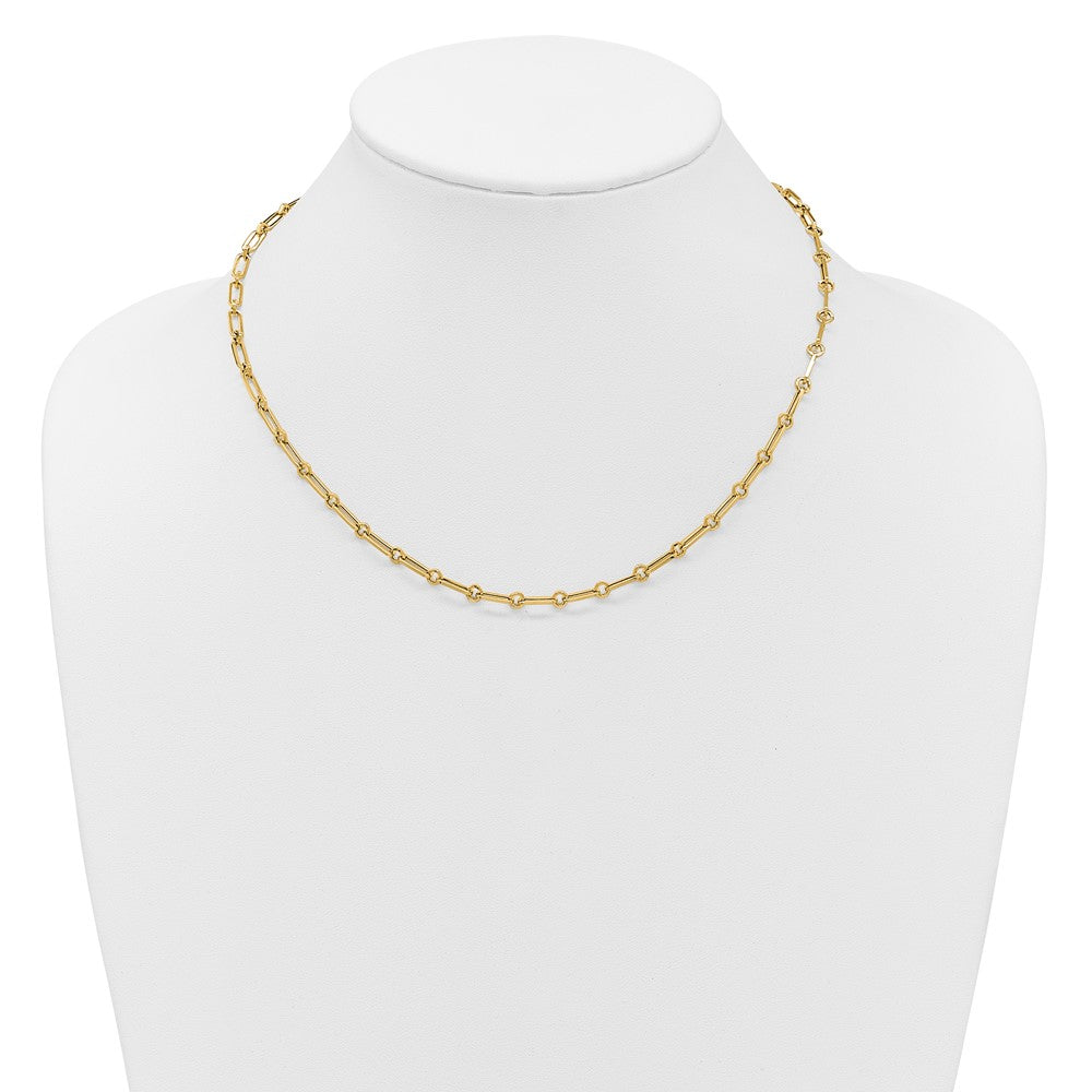 14k Yellow Gold Polished 3.3mm Fancy Paperclip Link 18" Necklace