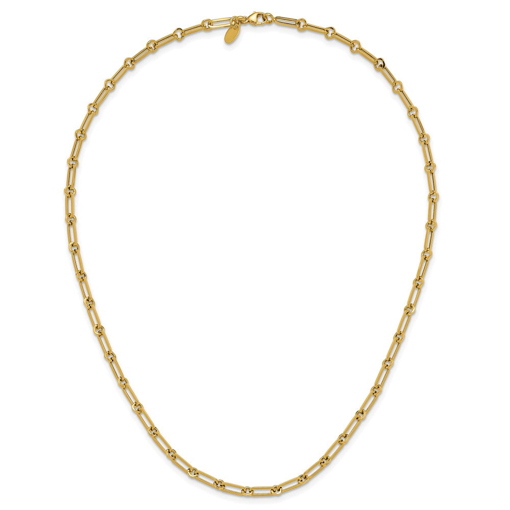 14k Yellow Gold Polished 3.3mm Fancy Paperclip Link 18" Necklace