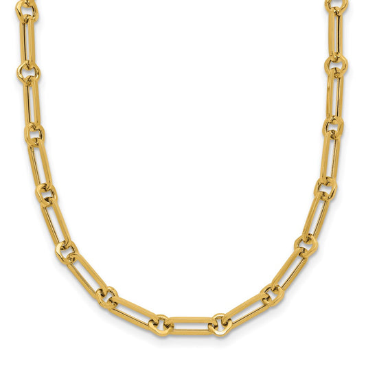 14k Yellow Gold Polished 3.3mm Fancy Paperclip Link 18" Necklace