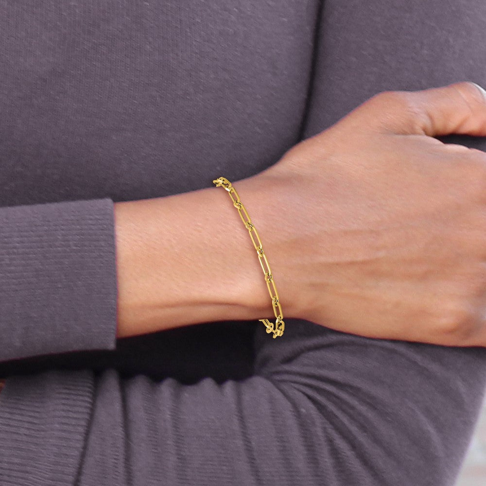14k Yellow Gold Polished 3.3mm Fancy Paperclip Link 7.5" Bracelet