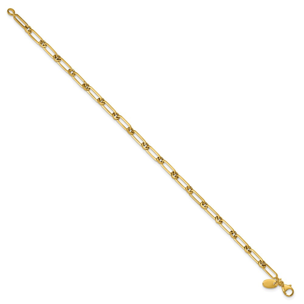 14k Yellow Gold Polished 3.3mm Fancy Paperclip Link 7.5" Bracelet