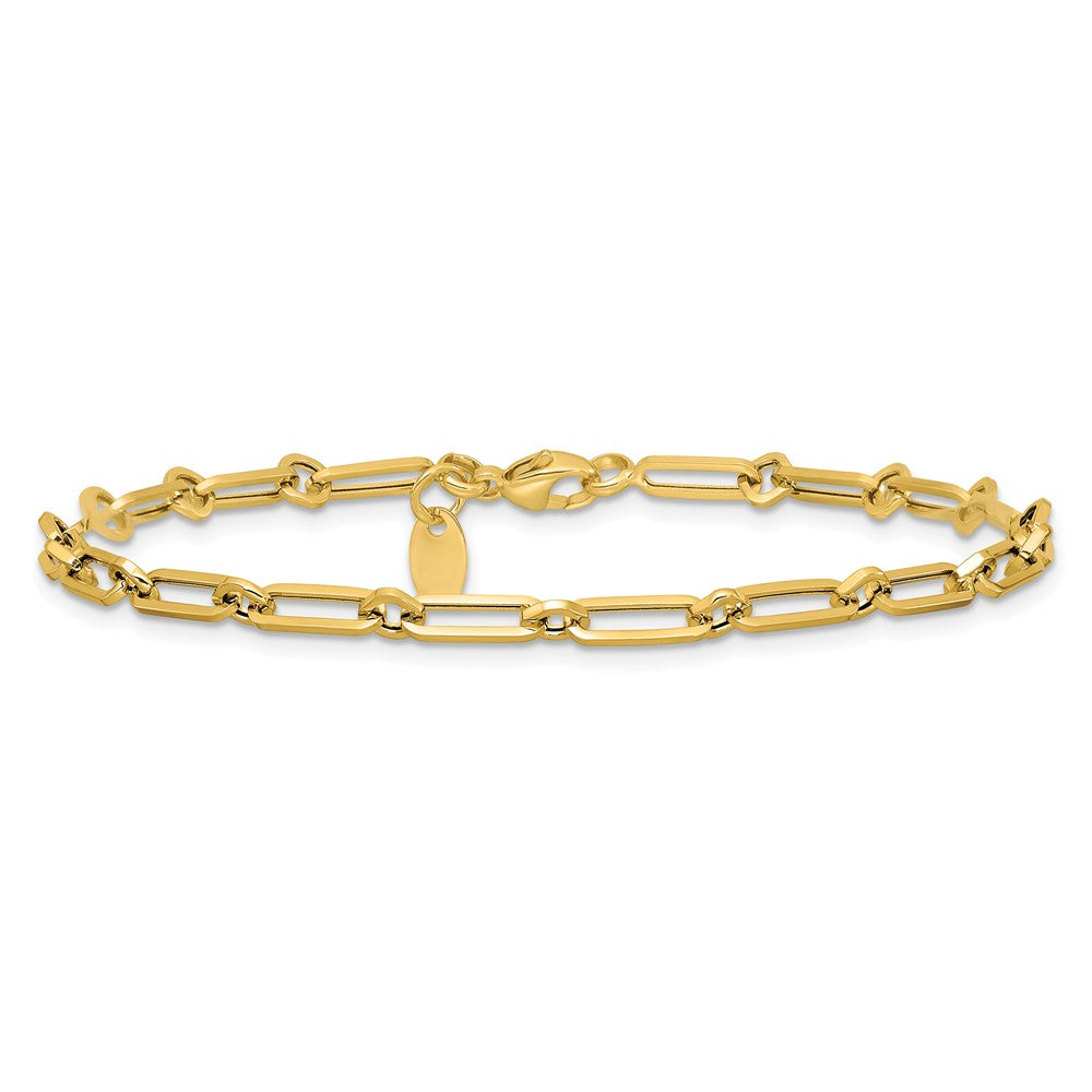 14k Yellow Gold Polished 3.3mm Fancy Paperclip Link 7.5" Bracelet