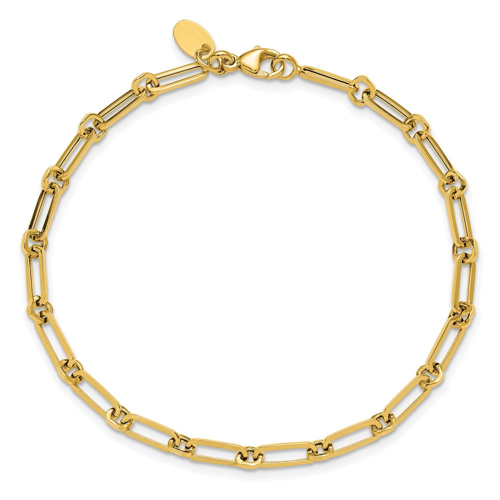 14k Yellow Gold Polished 3.3mm Fancy Paperclip Link 7.5" Bracelet