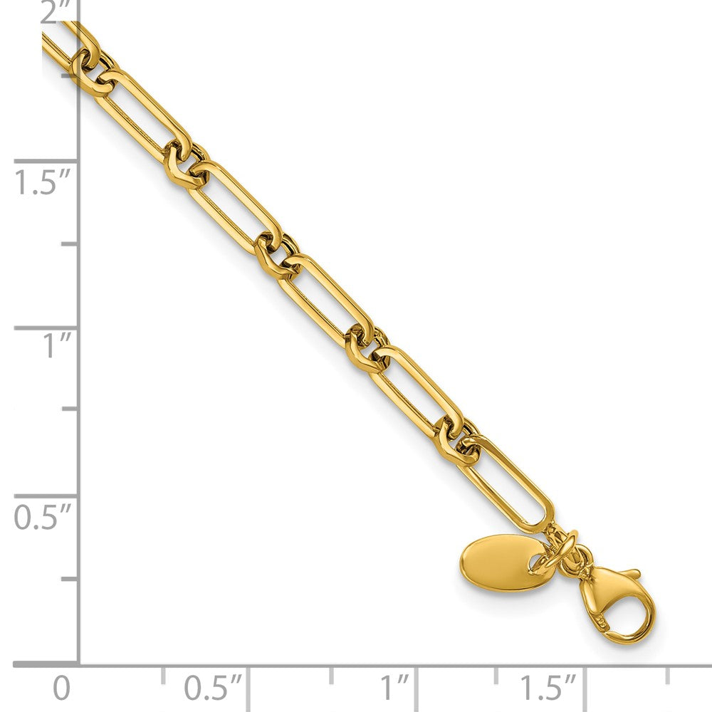 14k Yellow Gold Polished 3.3mm Fancy Paperclip Link 7.5" Bracelet