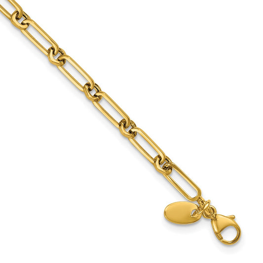 14k Yellow Gold Polished 3.3mm Fancy Paperclip Link 7.5" Bracelet