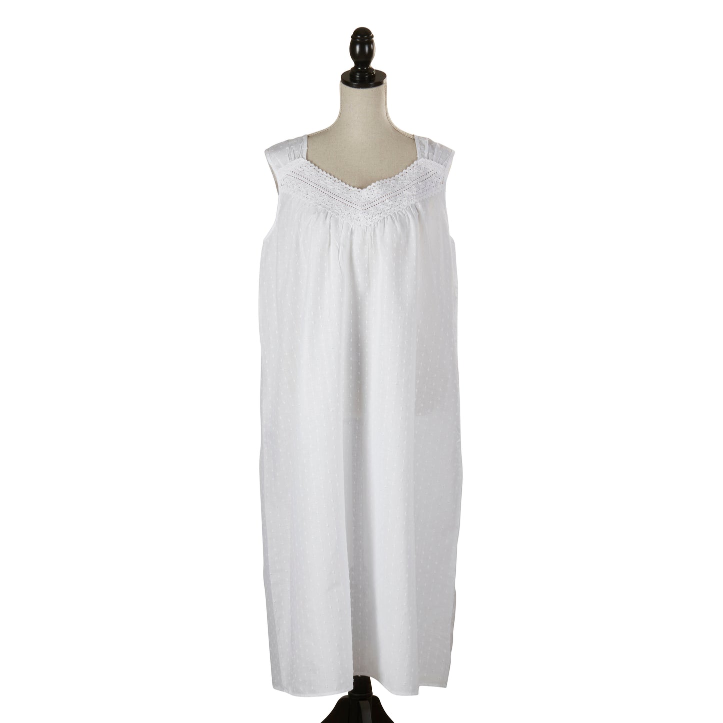 Taleen White 100% Cotton Embroidered Swiss Dot Nightgown Nightdress