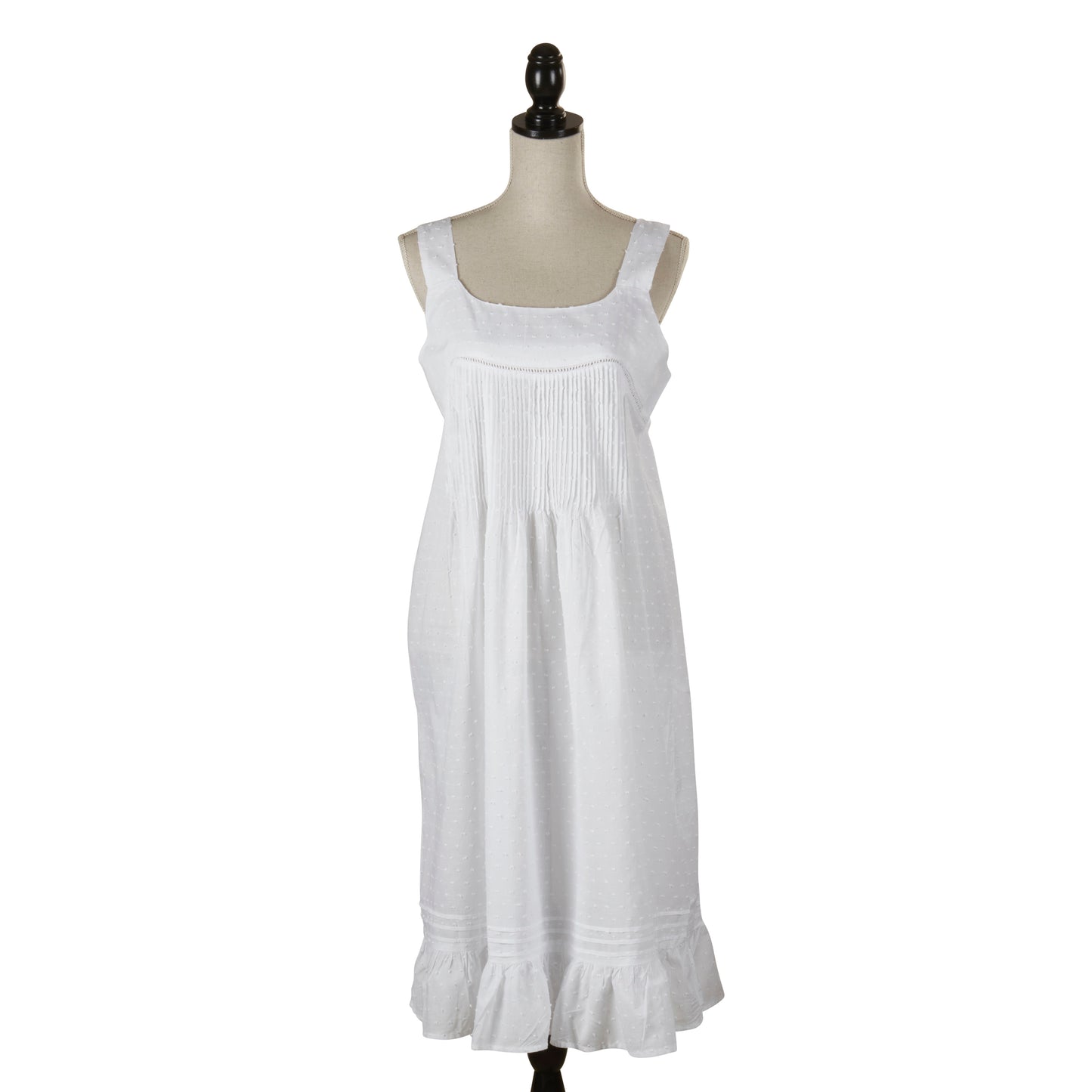 Taleen White 100% Cotton Swiss Dot Nightgown Nightdress
