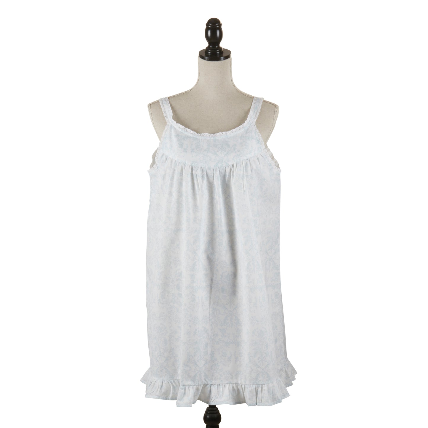 Taleen Light Blue 100% Cotton Floral Print Mini Nightgown Nightdress