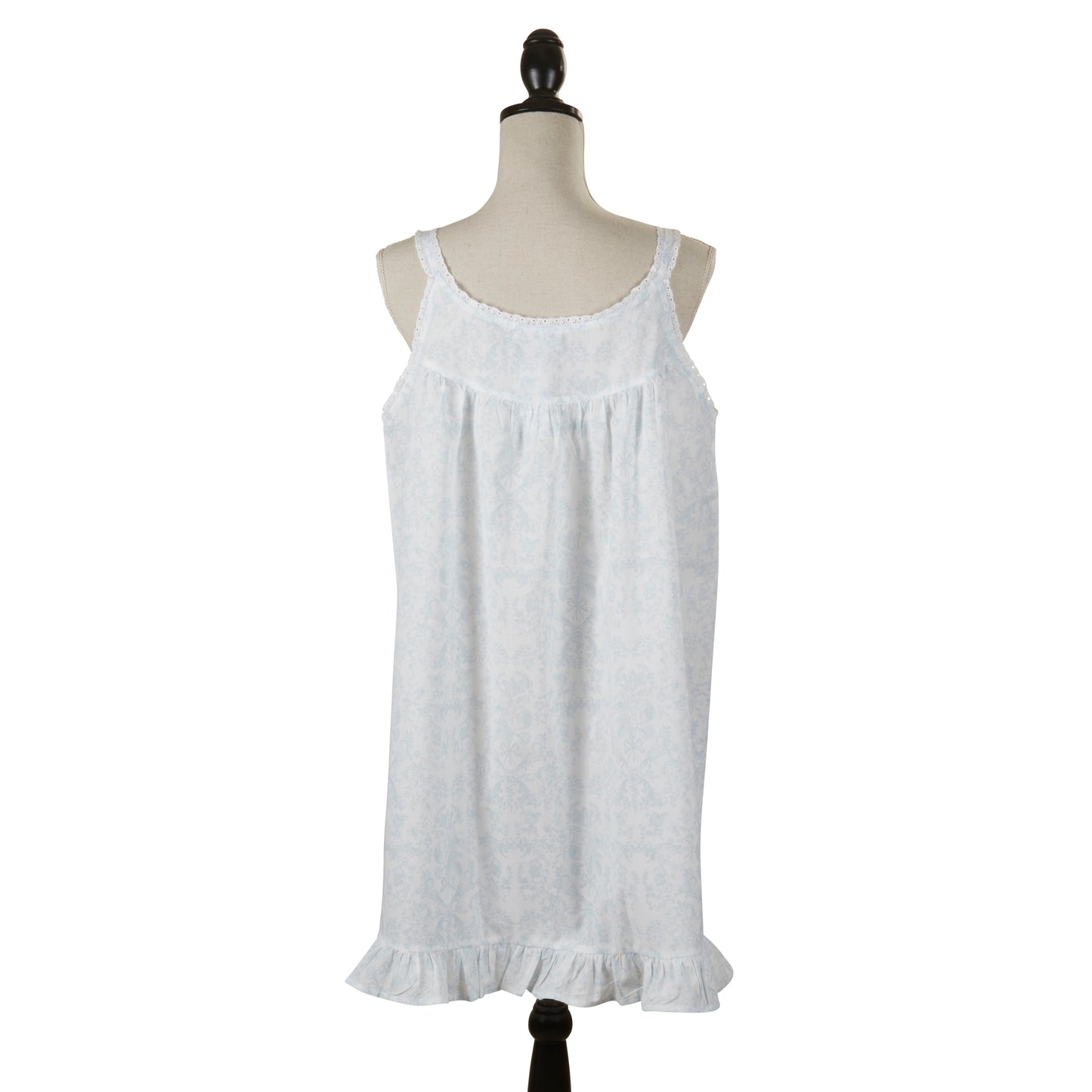 Taleen Light Blue 100% Cotton Floral Print Mini Nightgown Nightdress