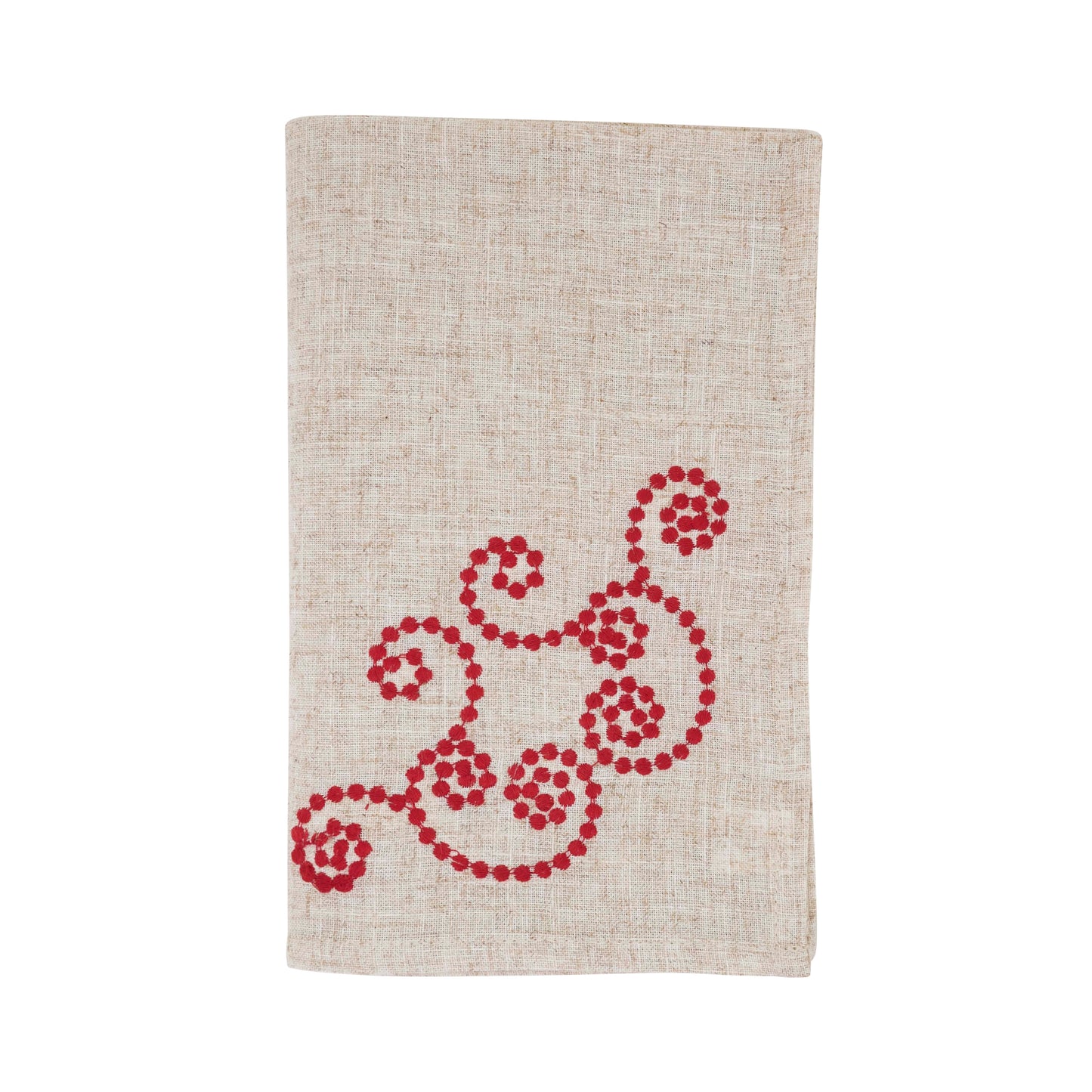 Red Swirl Embroidered Napkins 80% polyester - 20% linen, 20 Inch Square (4 pcs.)