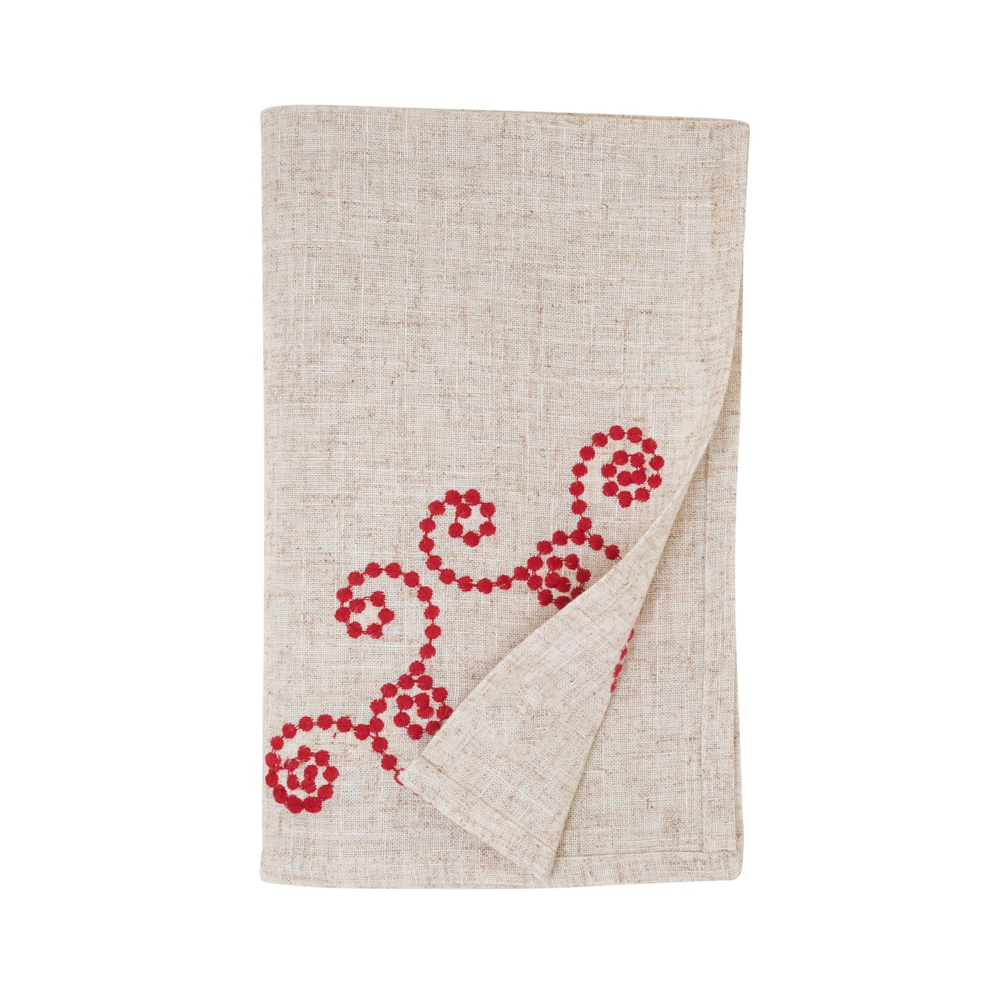 Red Swirl Embroidered Napkins 80% polyester - 20% linen, 20 Inch Square (4 pcs.)