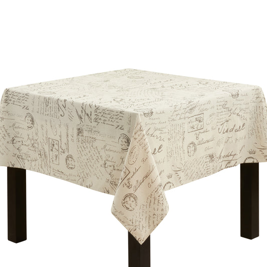 Natural Beige  Printed Tablecloth  95% polyester - 5% linen