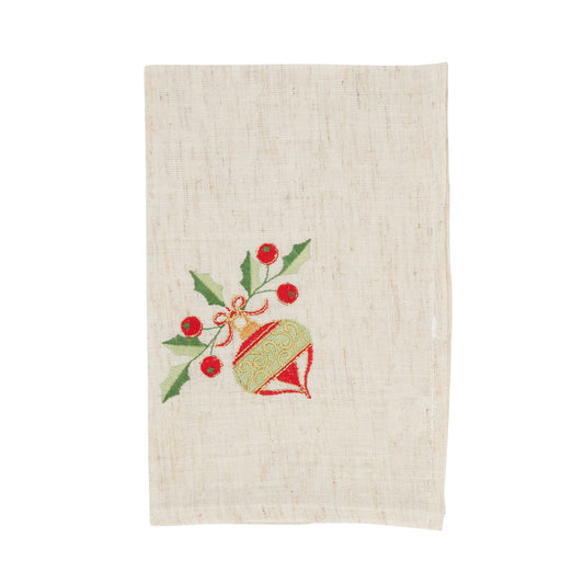 Natural Embroidered Ornament Napkins 80% polyester - 20% linen, 20 Inch Square (4 pcs.)