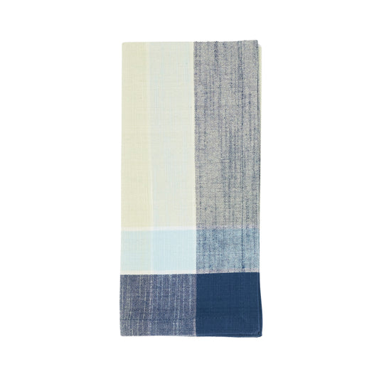 Azure Blue Plaid Design Napkins 100% cotton, 20 Inch Square (4 pcs.)
