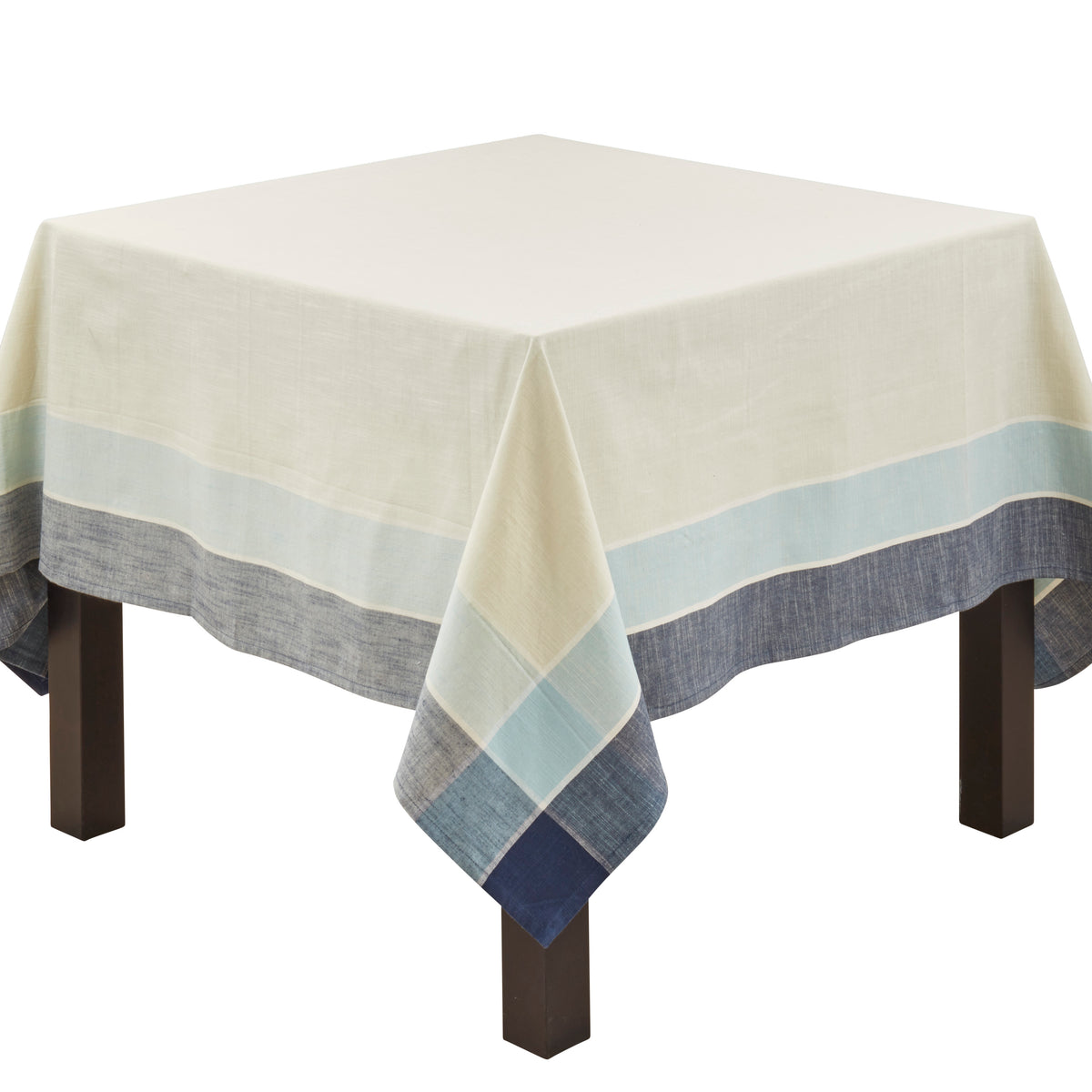 Azure Blue  Plaid Design Tablecloth  100% cotton