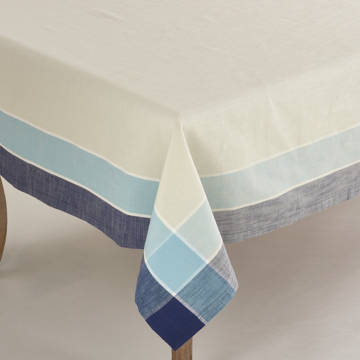 Azure Blue  Plaid Design Tablecloth  100% cotton