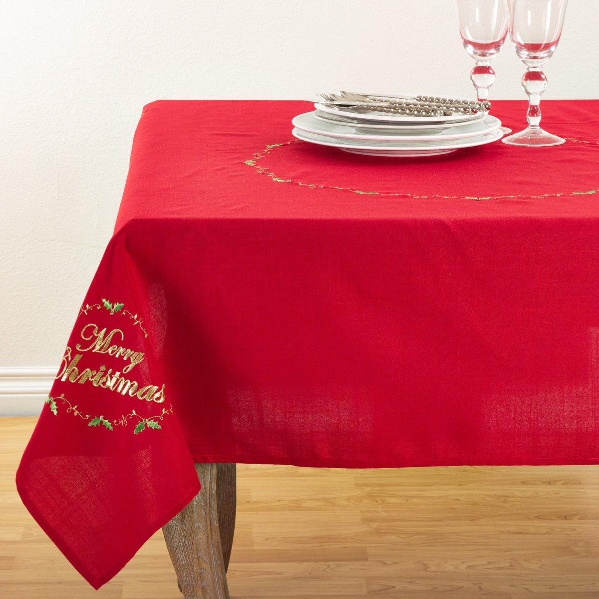 Red  Merry Christmas Topper  100% polyester
