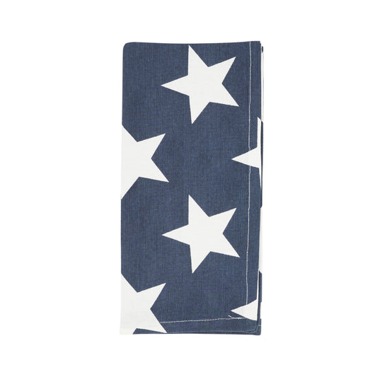 Navy Blue Star Design Napkins 100% cotton, 20 Inch Square (4 pcs.)