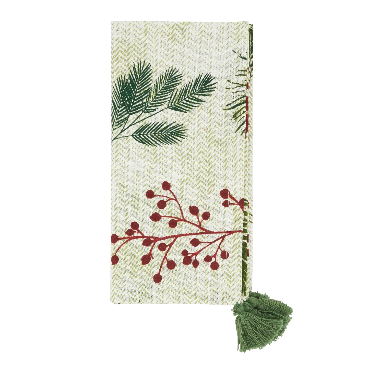 Red/Green Pineneedle + Red Berry Napkins 100% cotton, 18 Inch Square (4 pcs.)