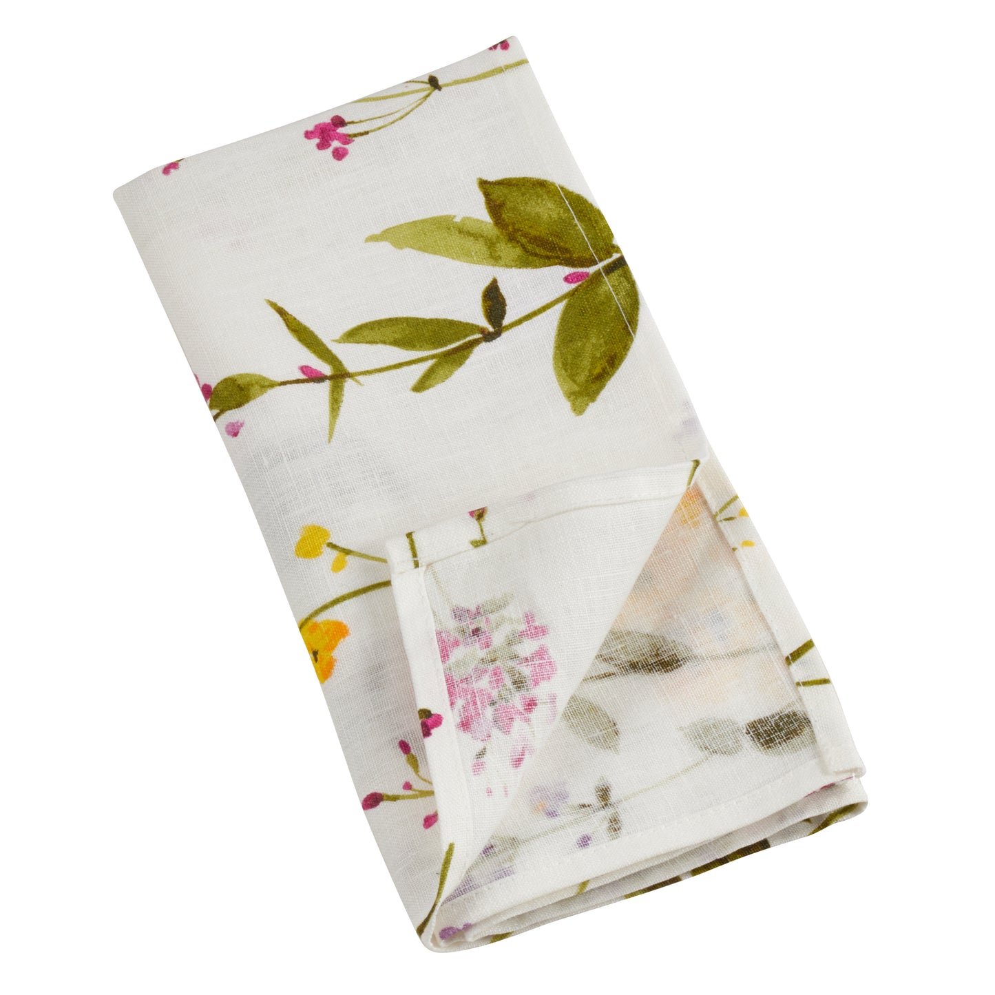 Off-White Watercolor Floral Stems Napkins 55% linen - 45% cotton, 20 Inch Square (4 pcs.)