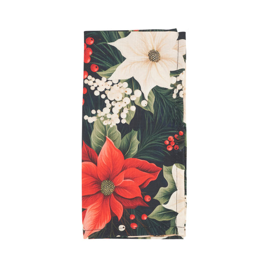 Multi Poinsettia and Berries Napkins 100% polyester, 20 Inch Square (4 pcs.)